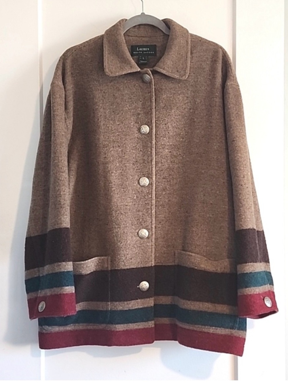 Vintage Lauren by Ralph Lauren Western Wool Hudson Bay Blanket Coat size large